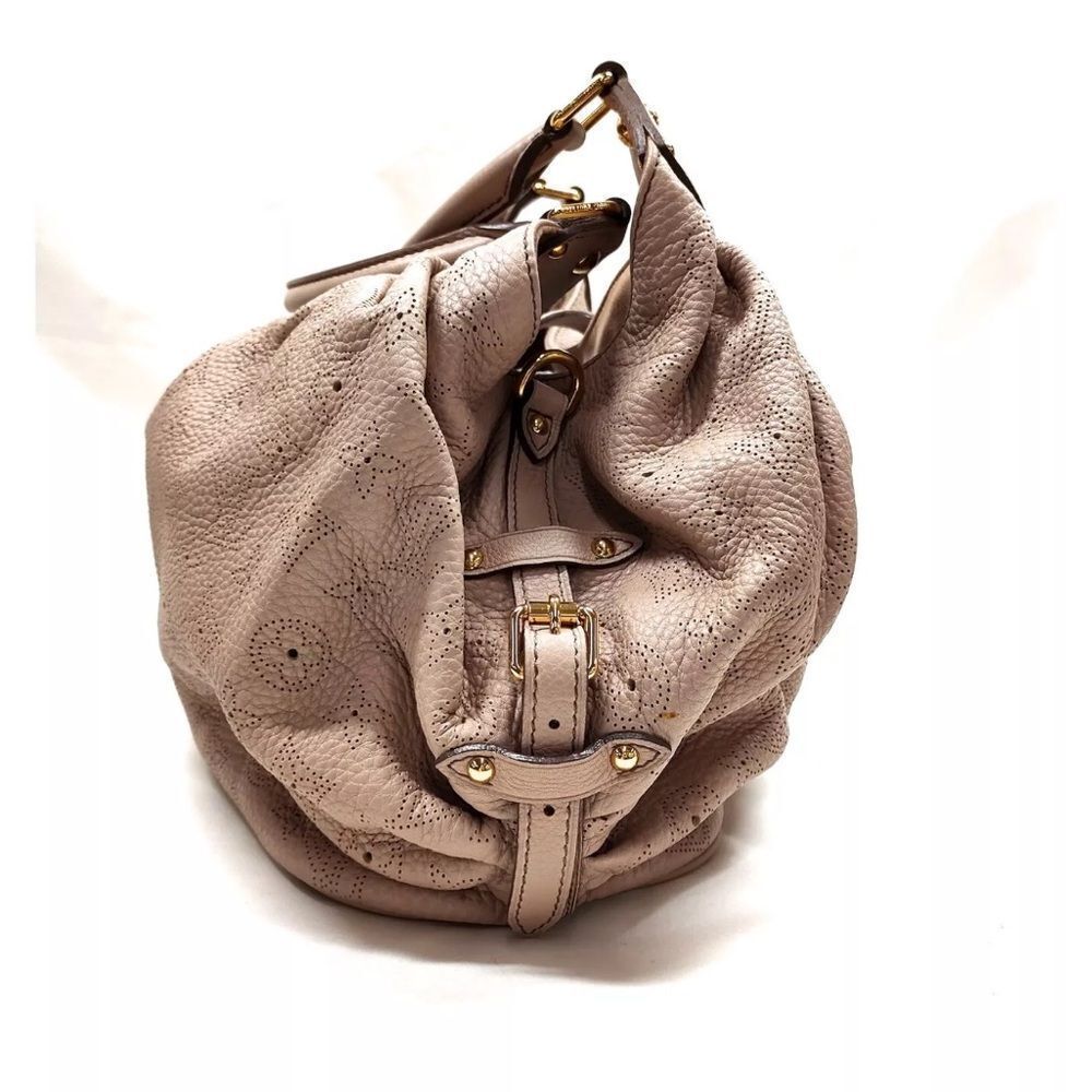Auth Louis Vuitton Neutrals Monogram Mahina L Hobo M93123 LV Handbag Beige Purse - Picture 5 of 16